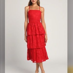 NEW LULUs Tiered Red Dress
